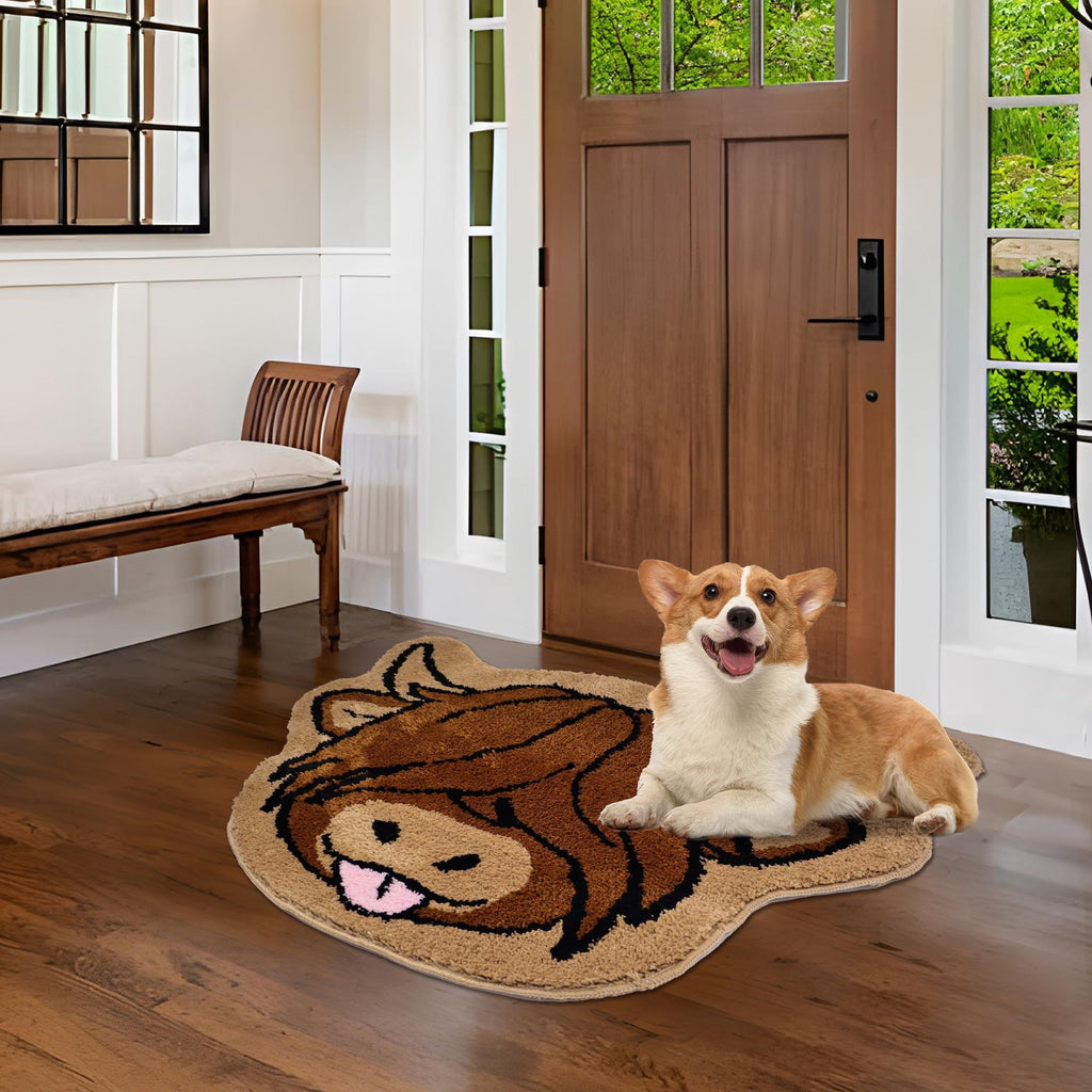 Highland Cow Bath Mat Cow Bathroom Rug Western Animal Shaped Rug Non Slip Floor Mat for Kitchen Bedroom Bathroom Decor 24"X24"