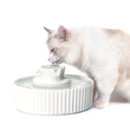 Ceramic Cat Water Fountain, Pet Ceramic Water Fountain Dispenser, 2.1 L Drinking Fountains Bowl for Cats and Dogs(White)