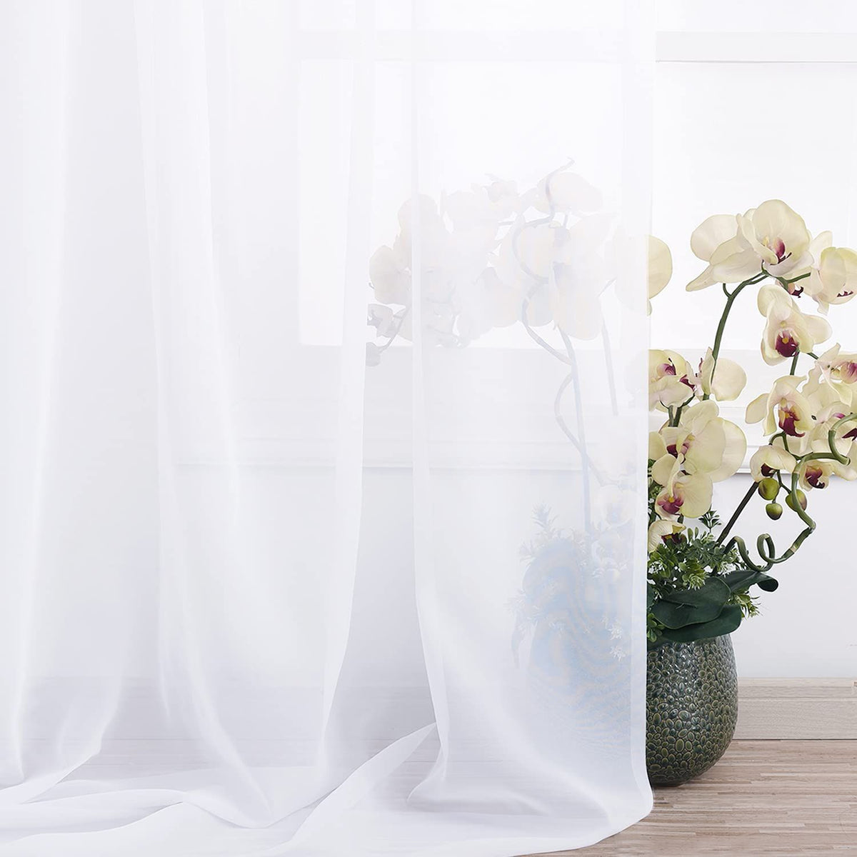 Canopy Bed Curtains Panels 236 - Home Decoration Sheer Voile Scarf Valance for Wedding (1 Panel, W60 x L236, White)