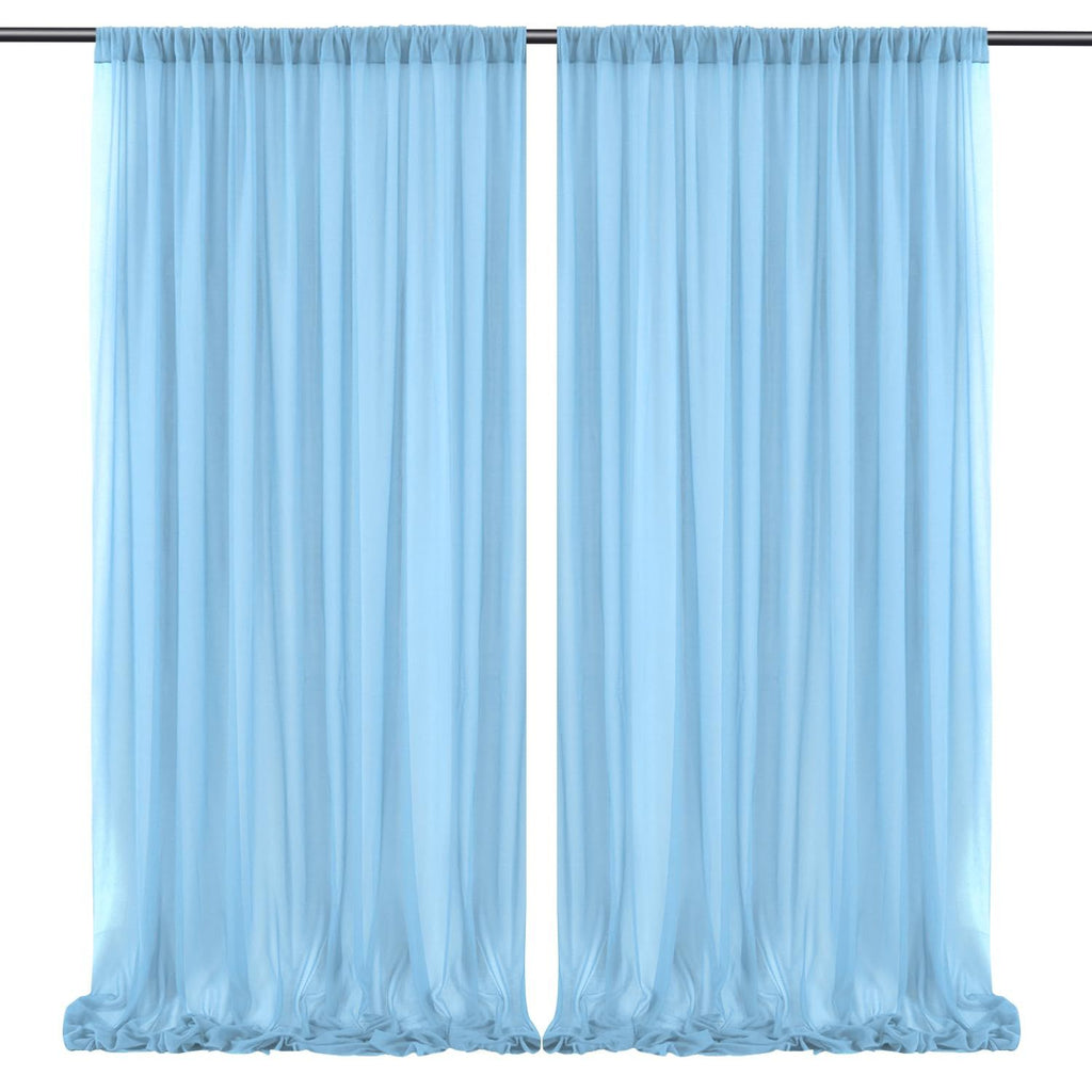 10x10ft Chiffon Backdrop Stage Curtains Baby Blue Chiffon Backdrop Drapes Wrinkle-Free Sheer Chiffon Fabric 5x10ft, 2 Panels