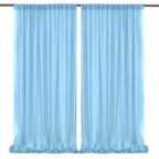 10x10ft Chiffon Backdrop Stage Curtains Baby Blue Chiffon Backdrop Drapes Wrinkle-Free Sheer Chiffon Fabric 5x10ft, 2 Panels