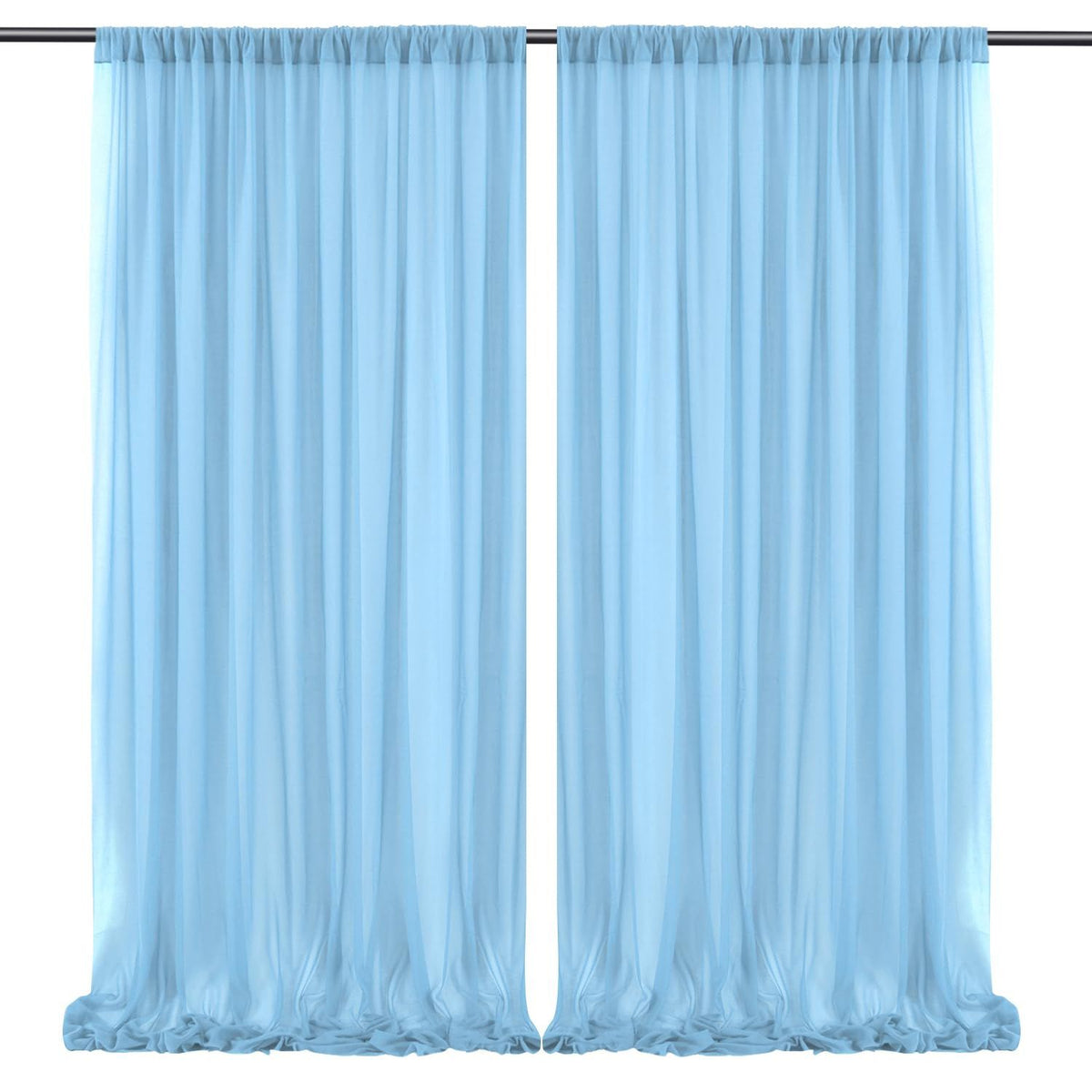 10x10ft Chiffon Backdrop Stage Curtains Baby Blue Chiffon Backdrop Drapes Wrinkle-Free Sheer Chiffon Fabric 5x10ft, 2 Panels