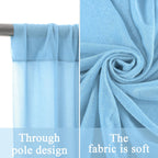 10x10ft Chiffon Backdrop Stage Curtains Baby Blue Chiffon Backdrop Drapes Wrinkle-Free Sheer Chiffon Fabric 5x10ft, 2 Panels
