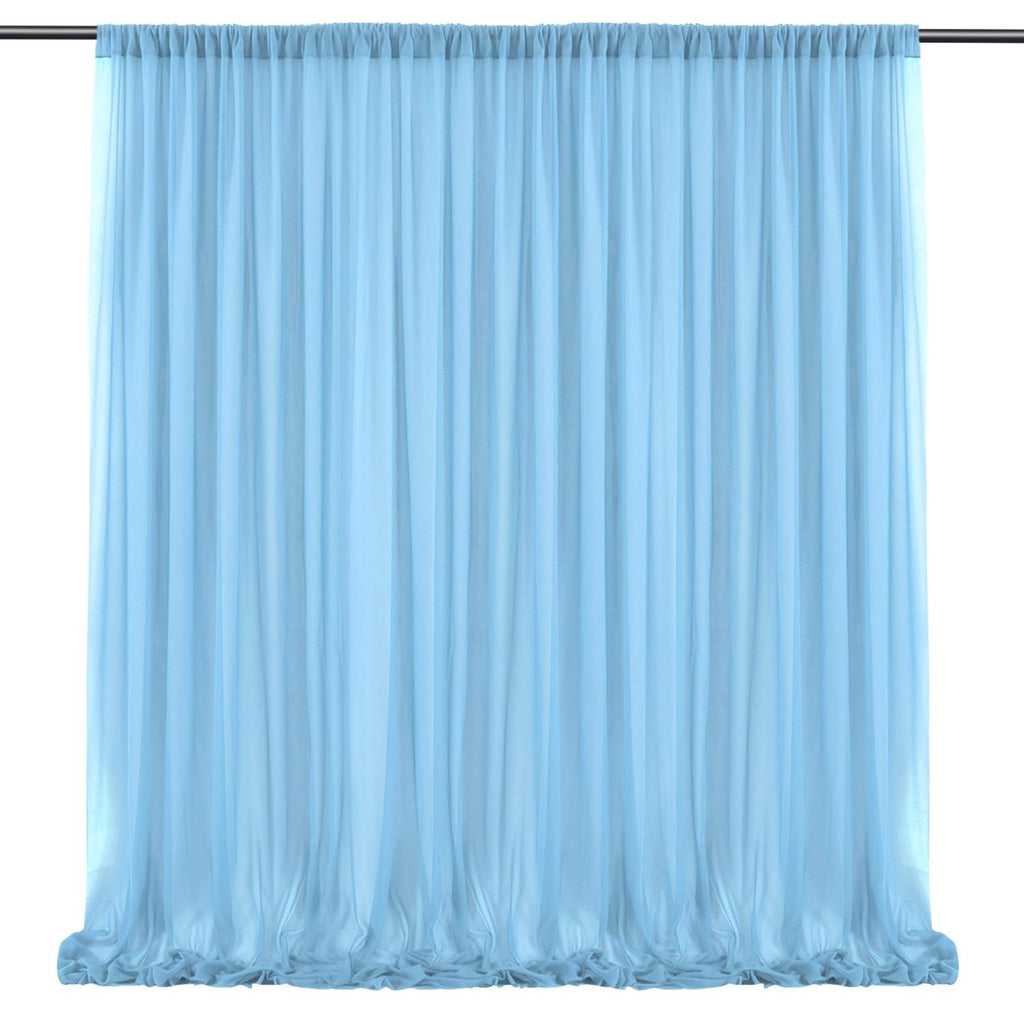 10x10ft Chiffon Backdrop Stage Curtains Baby Blue Chiffon Backdrop Drapes Wrinkle-Free Sheer Chiffon Fabric 5x10ft, 2 Panels
