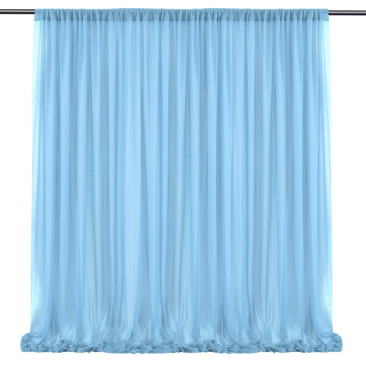 10x10ft Chiffon Backdrop Stage Curtains Baby Blue Chiffon Backdrop Drapes Wrinkle-Free Sheer Chiffon Fabric 5x10ft, 2 Panels