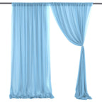 10x10ft Chiffon Backdrop Stage Curtains Baby Blue Chiffon Backdrop Drapes Wrinkle-Free Sheer Chiffon Fabric 5x10ft, 2 Panels