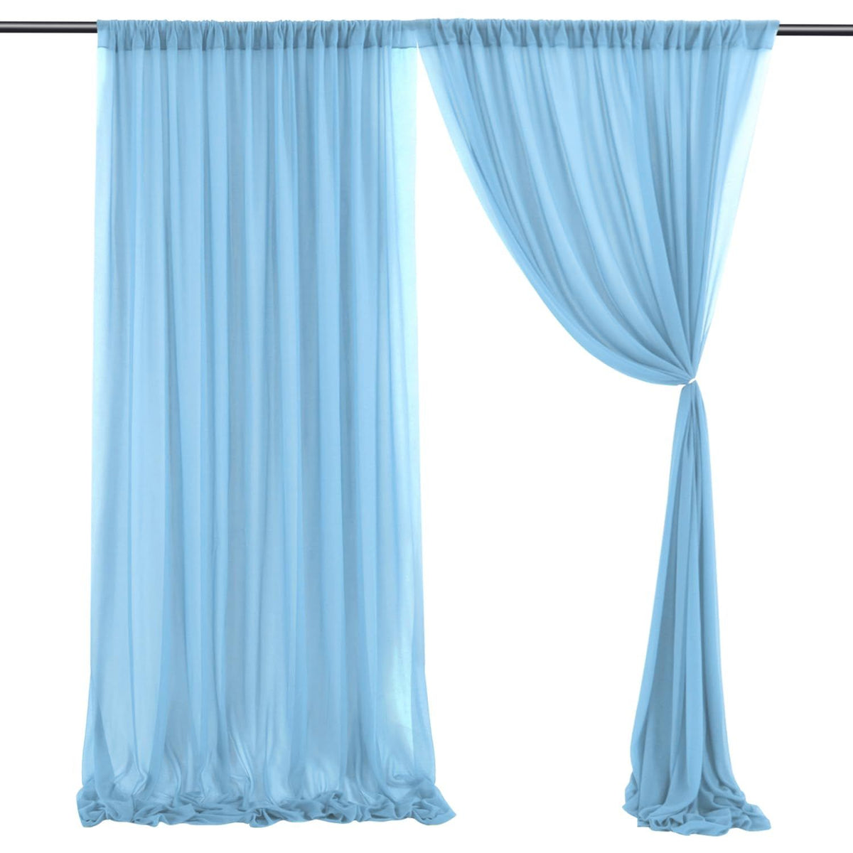 10x10ft Chiffon Backdrop Stage Curtains Baby Blue Chiffon Backdrop Drapes Wrinkle-Free Sheer Chiffon Fabric 5x10ft, 2 Panels