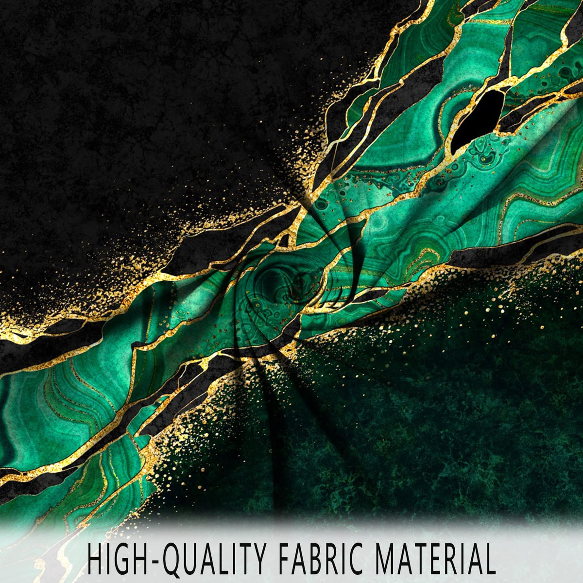 Black Green Marble Shower Curtain, Modern Luxury Black Gold Veins  Moroccan Green Malachite Glitter Marble 72x72 inches
