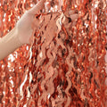 Wavy Rose Gold Fringe Curtain - 3.3 ft x 6.6 Feet, Pack of 3 | Rose Gold Party Decorations,Rose Gold Streamers,Rose Gold Tinsel