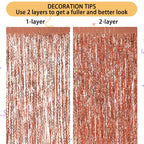 Wavy Rose Gold Fringe Curtain - 3.3 ft x 6.6 Feet, Pack of 3 | Rose Gold Party Decorations,Rose Gold Streamers,Rose Gold Tinsel