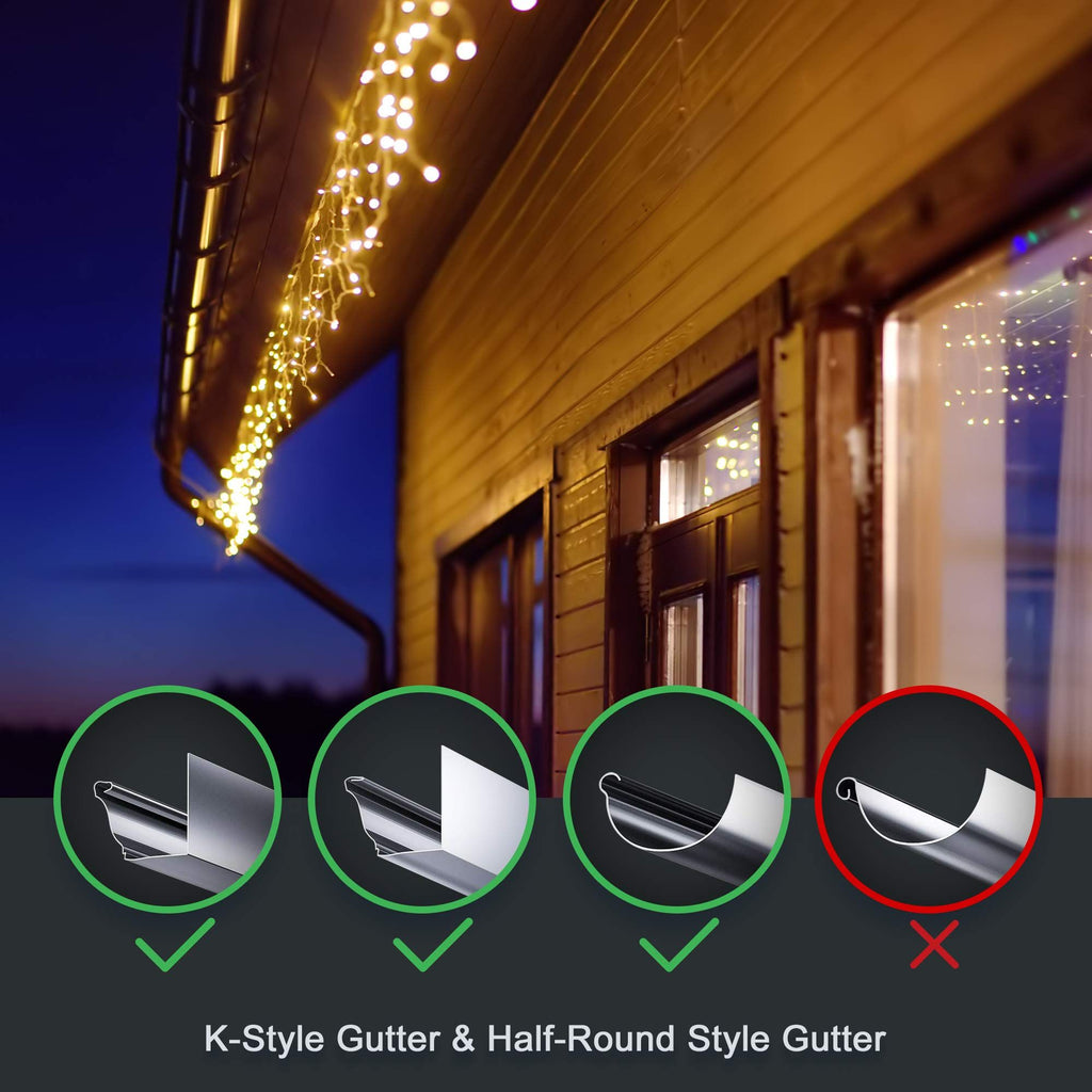 Holiday Light Clips Light Clips Outdoor Hang Gutter Hooks for Christmas Decoration String Lights Weatherproof (100 Pieces)