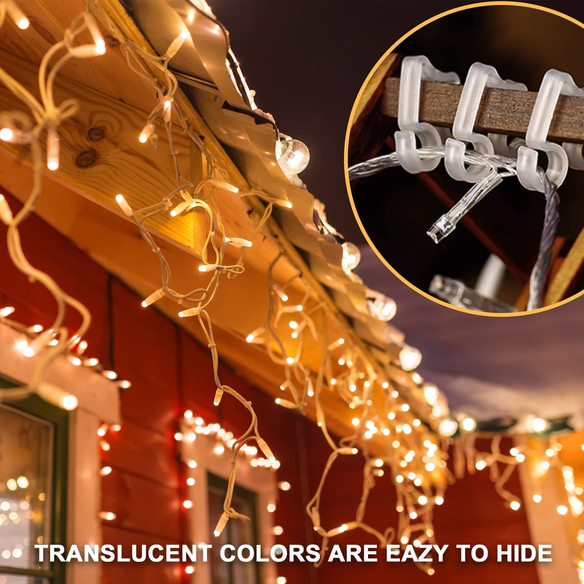 Holiday Light Clips Light Clips Outdoor Hang Gutter Hooks for Christmas Decoration String Lights Weatherproof (100 Pieces)