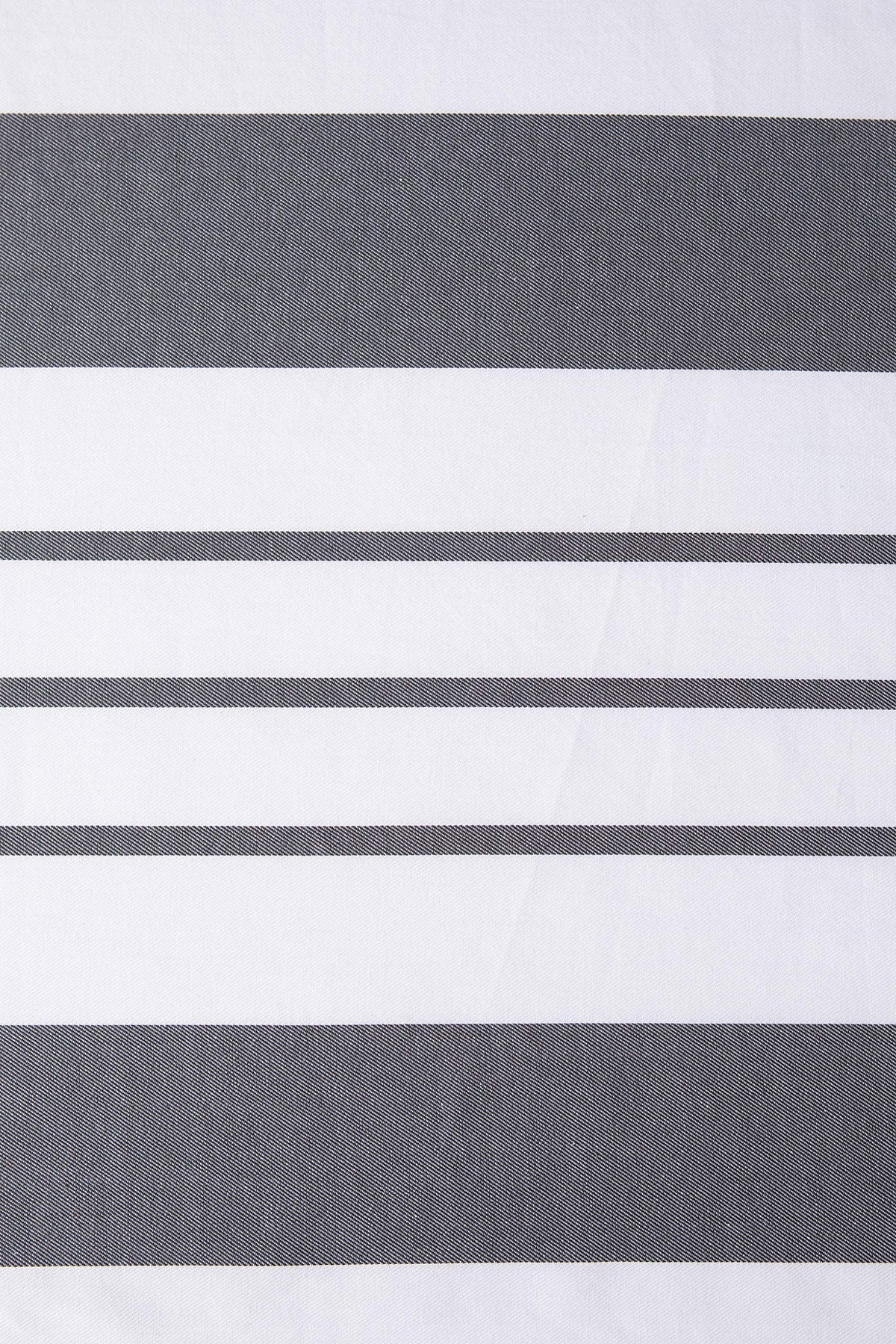 White Shower Curtain for Bathroom, Fabric Shower Curtains, 72x72 in, Farmhouse, Boho, White and Gray Striped Woven