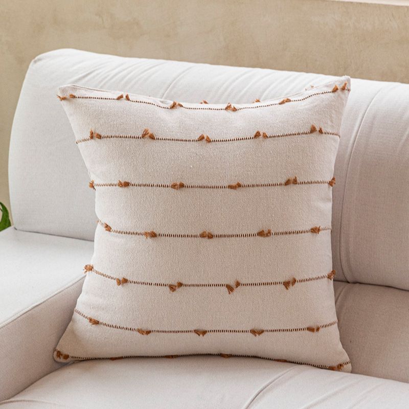 Boho Throw Pillow Covers 18x18 Set of 2 Modern Farmhouse Decorative Cushion Case Tufted Square Pillows Cover Neutral Pillow