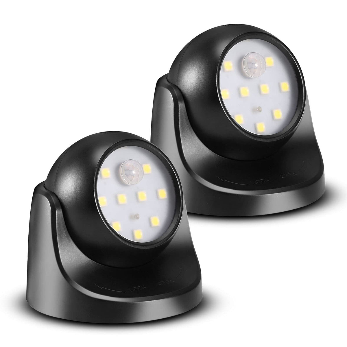 Battery Operated Motion Sensor Light Waterproof Wireless LED Battery Powered Wall Light Auto On/Off 2 Pack