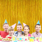 2 Pack 3.2ft x 6.5ft Gold Metallic Foil Curtains, Big Laser Glitter Fringe Rain Curtain Photo Booth Backdrop Tinsel Curtain