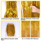 2 Pack 3.2ft x 6.5ft Gold Metallic Foil Curtains, Big Laser Glitter Fringe Rain Curtain Photo Booth Backdrop Tinsel Curtain