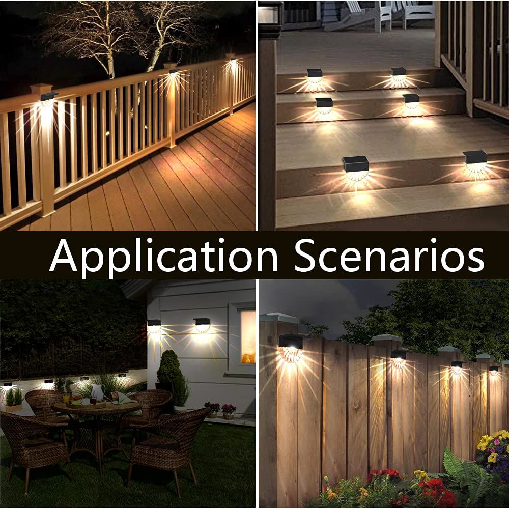 2 PCS Solar Deck Lights,Solar Fence Lights Outdoor Waterproof Led,Outside Solar Step Lights for Backyard, /Color