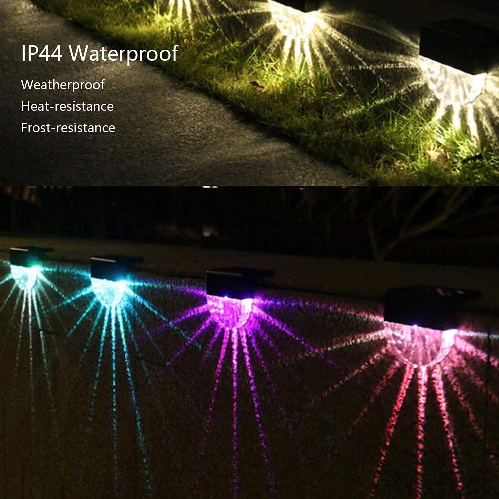 2 PCS Solar Deck Lights,Solar Fence Lights Outdoor Waterproof Led,Outside Solar Step Lights for Backyard, /Color
