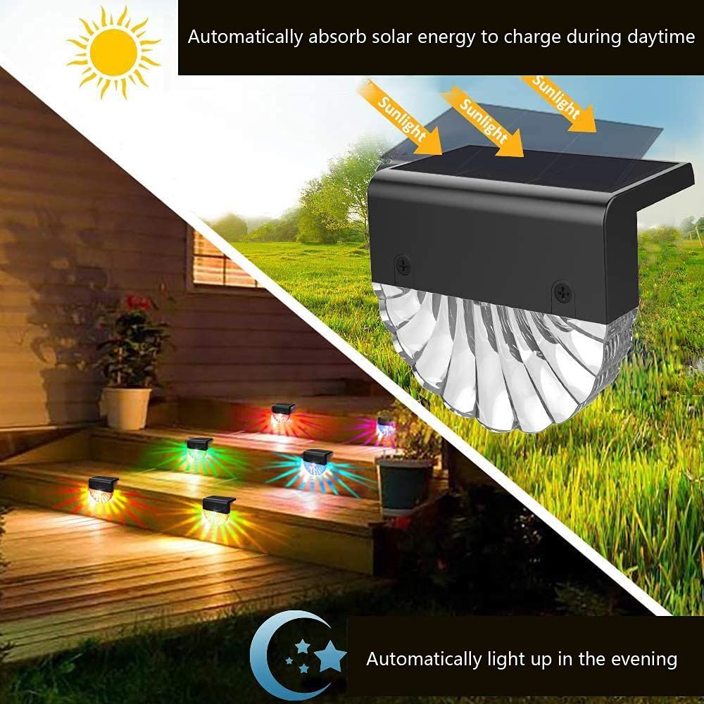 2 PCS Solar Deck Lights,Solar Fence Lights Outdoor Waterproof Led,Outside Solar Step Lights for Backyard, /Color