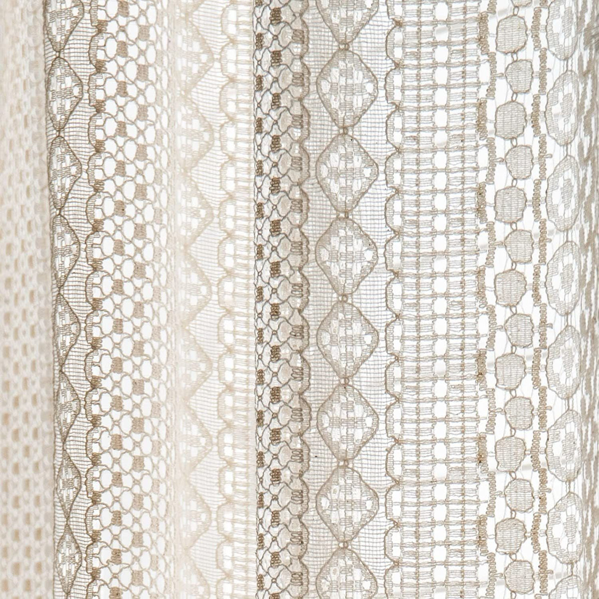 Curtains Crochet Lace Semi-Sheer Bohemian Hollow Knitted Handmade Tassels, Rod Pocket Window Treatment Vintage Rustic Farmhouse