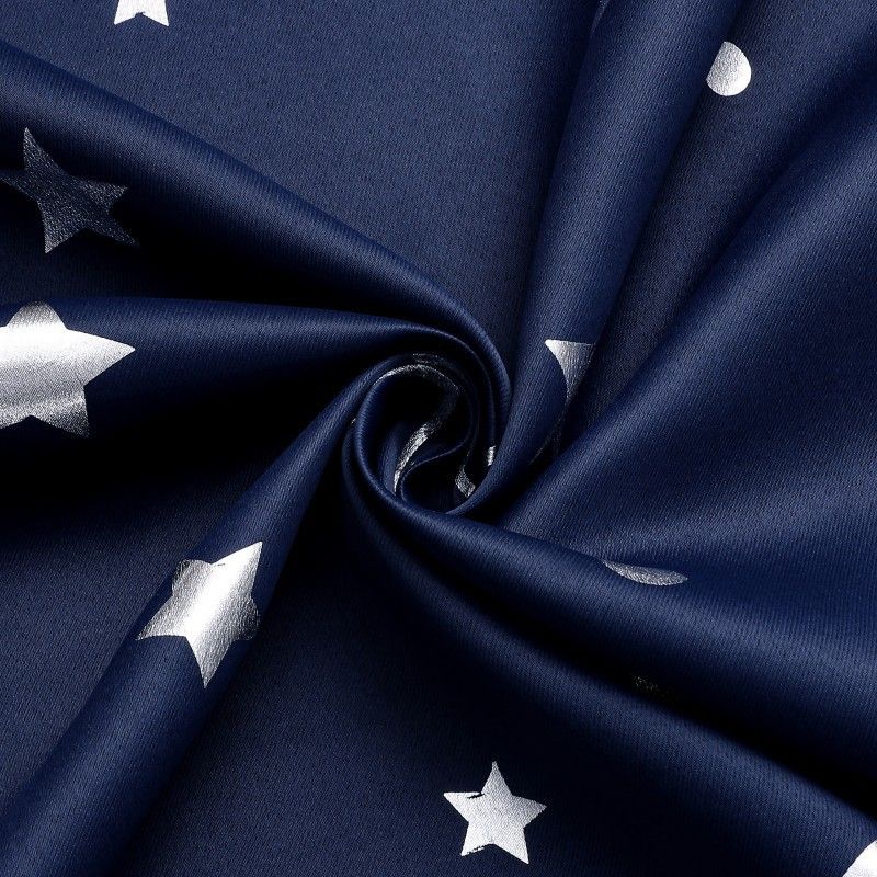 Navy Blue Star Blackout Curtains for Boys Nursery Panel Sets, Space Theme Kids Curtains Room Darkening Noise Cancelling Window