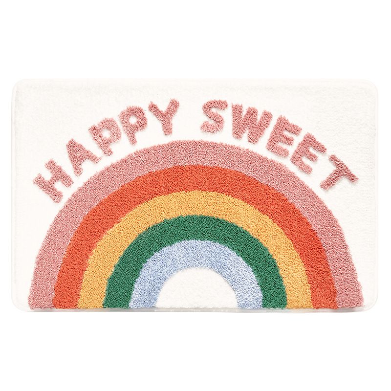 Bathroom Rugs Soft Rainbow Rug Non-Slip Bath Mat Ultra Absorbent Bath Rugs for Tub, Sink, Shower Cute Happy Sweet Doormat Welcome