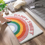 Bathroom Rugs Soft Rainbow Rug Non-Slip Bath Mat Ultra Absorbent Bath Rugs for Tub, Sink, Shower Cute Happy Sweet Doormat Welcome