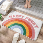Bathroom Rugs Soft Rainbow Rug Non-Slip Bath Mat Ultra Absorbent Bath Rugs for Tub, Sink, Shower Cute Happy Sweet Doormat Welcome