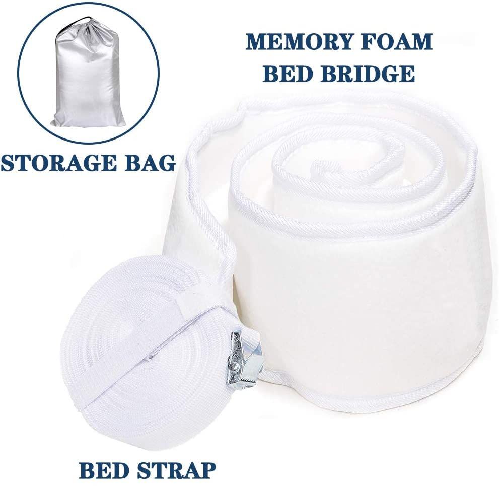 Thicken Memory Bed Gap Filler Adjustable Bed Bridge Mattress Connector with Strap for Bed,Storage Bag Included,for Guests Stayover