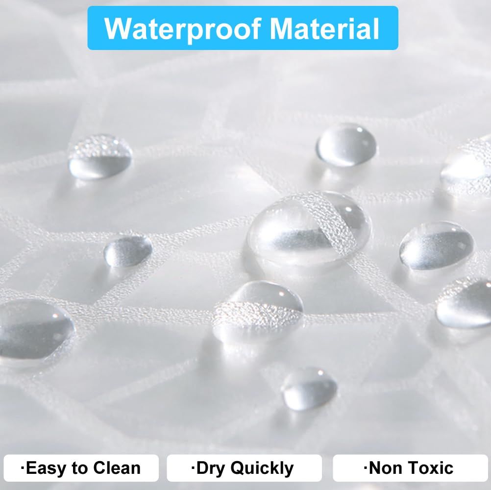 70*70Inch Plastic Shower Curtain Liner for Shower Stall & Bathtubs, Bathroom Curtains Shower Curtain and Liner Set (Clear Cube)