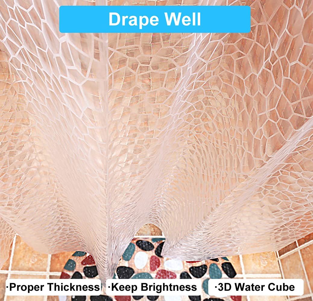 70*70Inch Plastic Shower Curtain Liner for Shower Stall & Bathtubs, Bathroom Curtains Shower Curtain and Liner Set (Clear Cube)