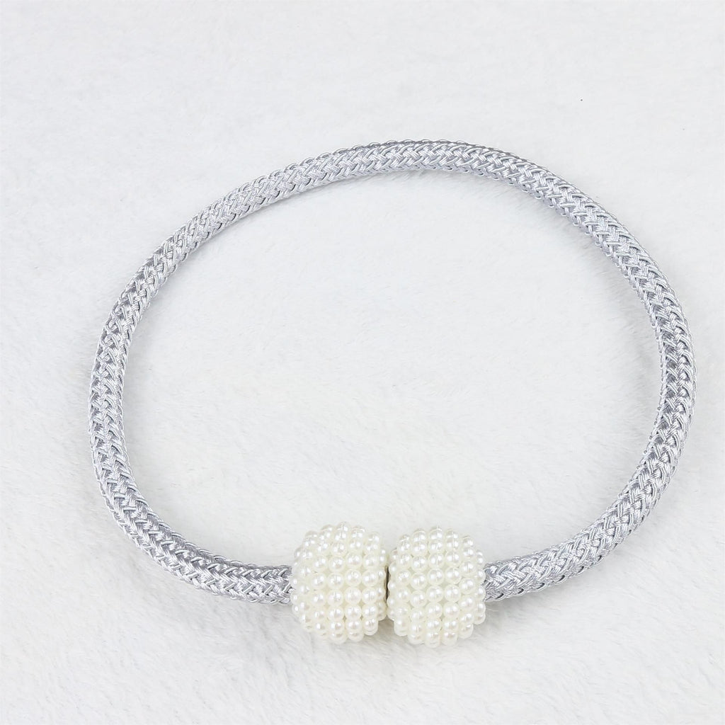 2 Pack Magnetic Curtain Tie Backs with Pearls,Modern Curtain Holdbacks Strap,Decoration for Kindergarten,Outside and Inside Drapes