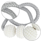 2 Pack Magnetic Curtain Tie Backs with Pearls,Modern Curtain Holdbacks Strap,Decoration for Kindergarten,Outside and Inside Drapes