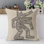 Pillow Cases Modern Haring Abstract Graffiti Printing Grey Balck Throw Pillow Cover Cotton Linen Indoor Square Cushion Cover