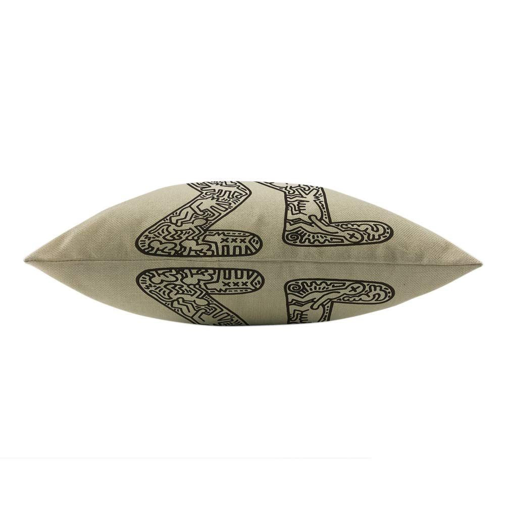 Pillow Cases Modern Haring Abstract Graffiti Printing Grey Balck Throw Pillow Cover Cotton Linen Indoor Square Cushion Cover