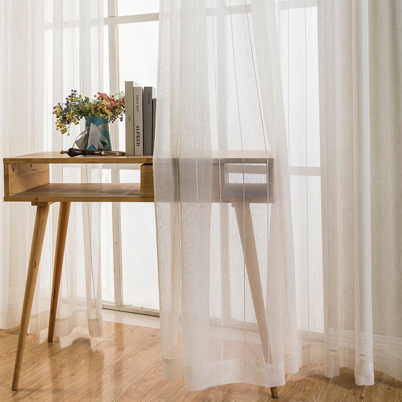 Flax-Linen Sheer Sliding Door Curtains Glass Door Curtain Panels Extra Wide Window Drapes Rod Pocket Natural