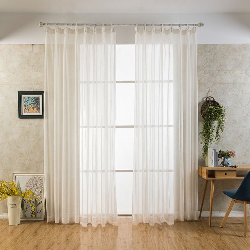 Flax-Linen Sheer Sliding Door Curtains Glass Door Curtain Panels Extra Wide Window Drapes Rod Pocket Natural
