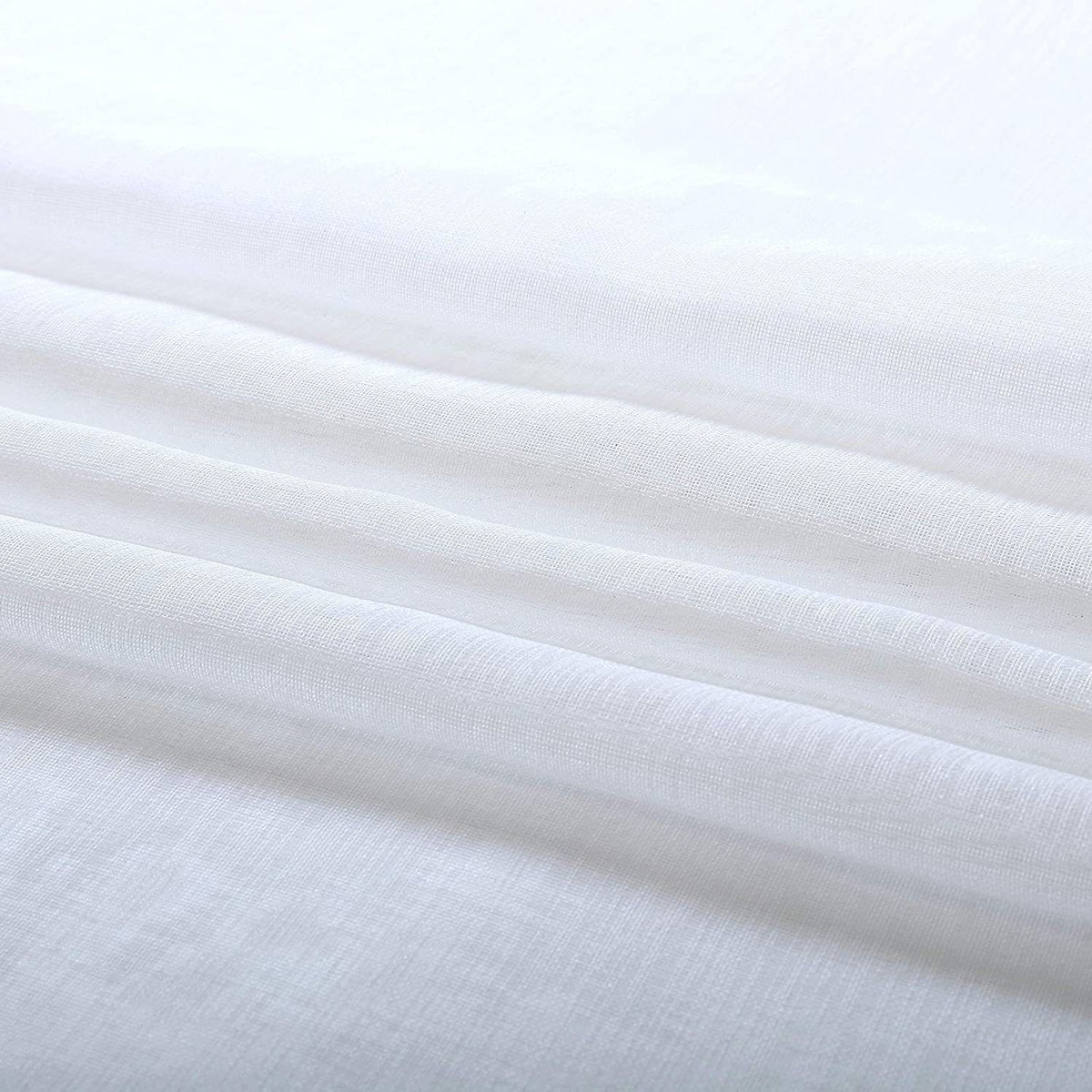 Linen Look Curtains - Rod Pocket Voile Semi-Sheer for Living and Bedroom, Set of 2 Panels (52 x 63 inch, White)