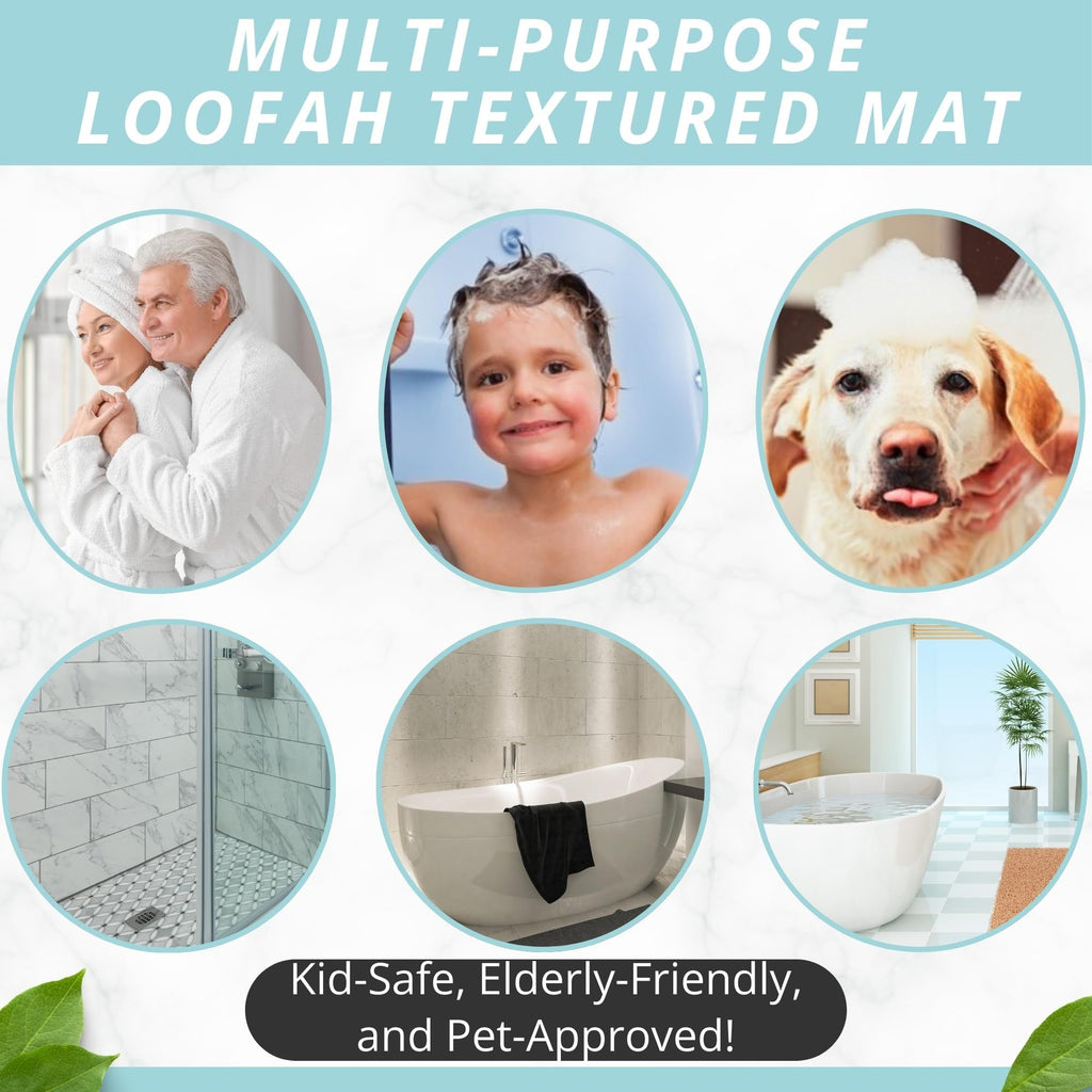 Loofah Shower Mat Non Slip - Shower Anti Slip Mat - Bath Mat for Textured Tub Surface - Bath Mat for Shower - Shower Grip Mat