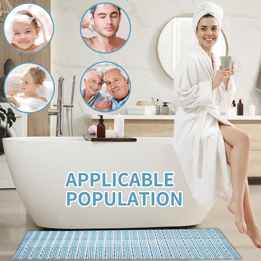 Shower Mat Non Slip- 26.7 * 15.7 Inch Tub Slip Mat with Suction Cups Can Be Cut Shower Mat Non Slip Quick Drain Bath Tub Mat
