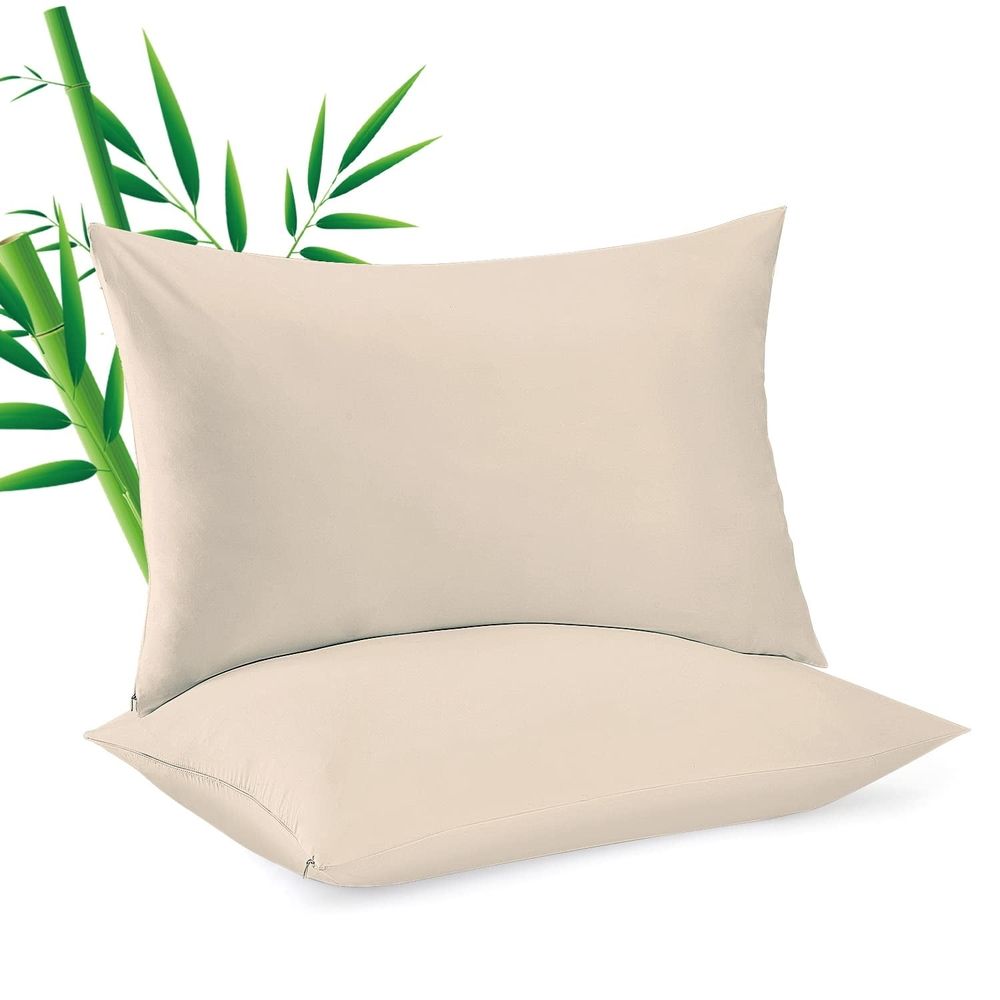 Bed Bug Pillow Protectors Bamboo Viscose Standard Zippered Pillow Cases High Thread