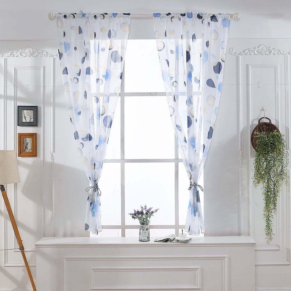 Sheer Curtain, for Classroom Living Room Kids Bedroom, Boho Drapes Farmhouse Summer Rainbow Curtain, Light Filtering Sheer Nursery 1 Panel 39.37x51.18 In