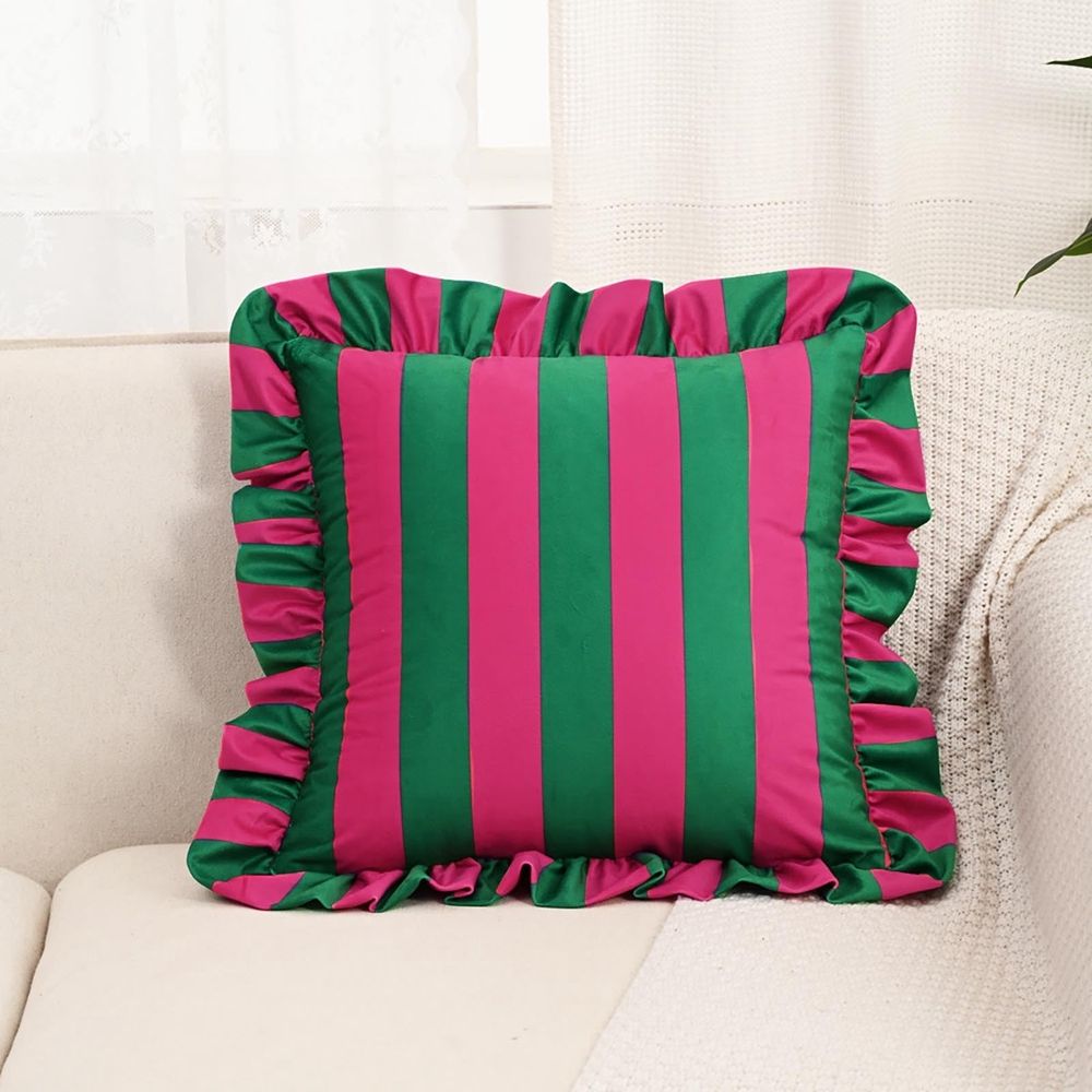Ruffle Pillow Case, Square Ruffled Pillow Cover, Microfiber Wrinkle Resistant Pillow Shams, for Sofa Bed Living Room