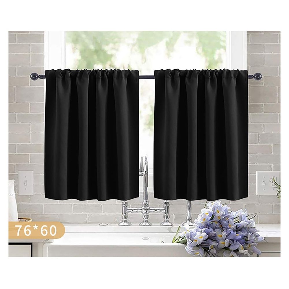 Cafe Curtains, Light Blocking Short Kitchen Window Curtains Over Sink, Half Window Blackout Drapes Tier Rod Pocket for Bathroom Basement Cabinet 29.92x36.22 In 2 Panels