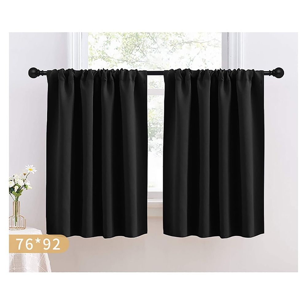 Cafe Curtains, Light Blocking Short Kitchen Window Curtains Over Sink, Half Window Blackout Drapes Tier Rod Pocket for Bathroom Basement Cabinet 29.92x36.22 In 2 Panels