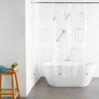 Translucent Pock Shower Curtain with 9 Mesh Pocks | Waterproof Bathroom Organizer for Storage | 70.86 x 70.86 Inches, Clear Plastic, 1 Count