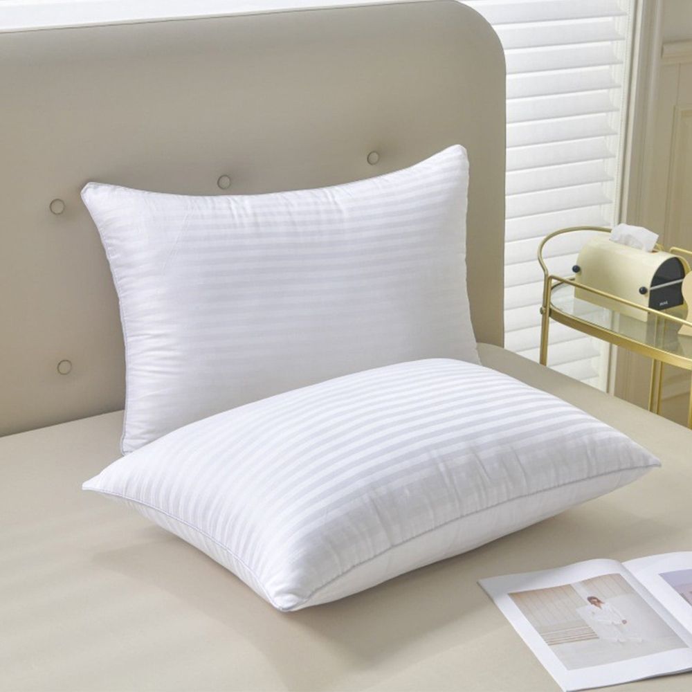 Hotel White Soft Pillow | 1-Pack Standard  29x19 Inches | Pillow with Striped Pattern for Bedroom