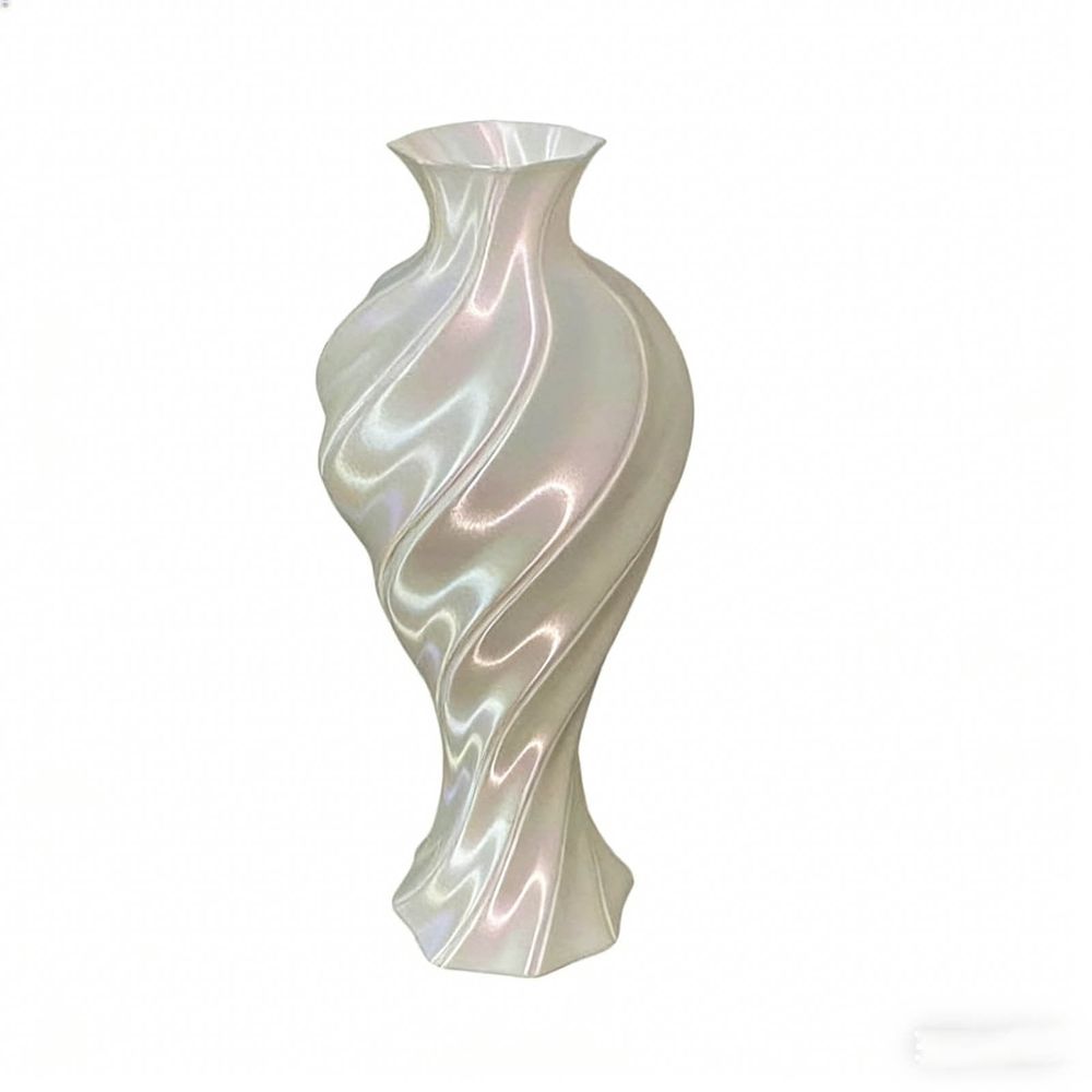 Modern Vase | Floral Relief Sculpture | White Plastic Decorative Vase for Home Decor