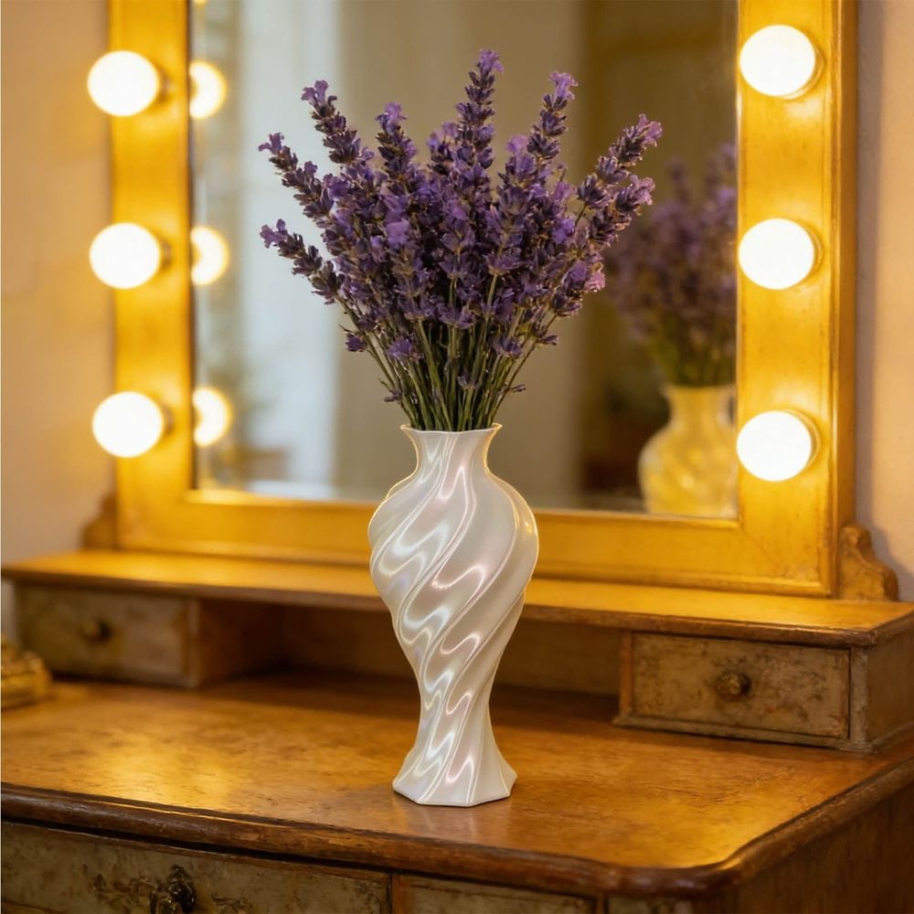Modern Vase | Floral Relief Sculpture | White Plastic Decorative Vase for Home Decor